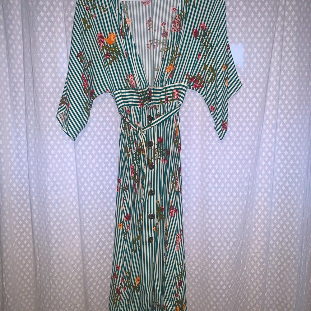 Forever 21 Low V Neck Midi Sun Dress